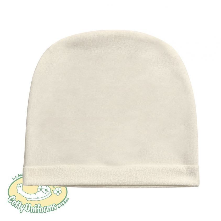 Cuffia per neonati color panna in cotone 100%